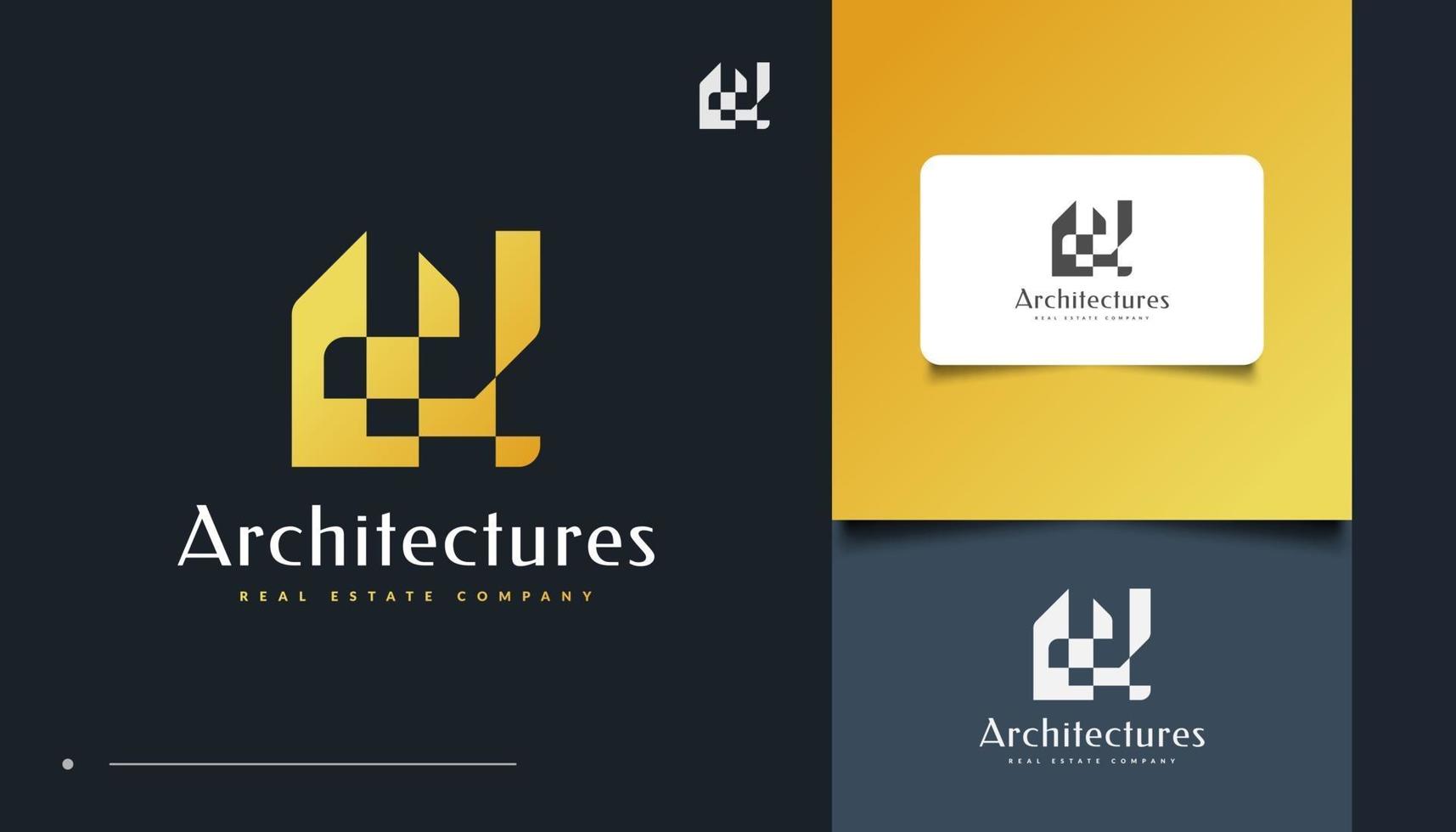 diseño de logotipo de bienes raíces de oro abstracto vector
