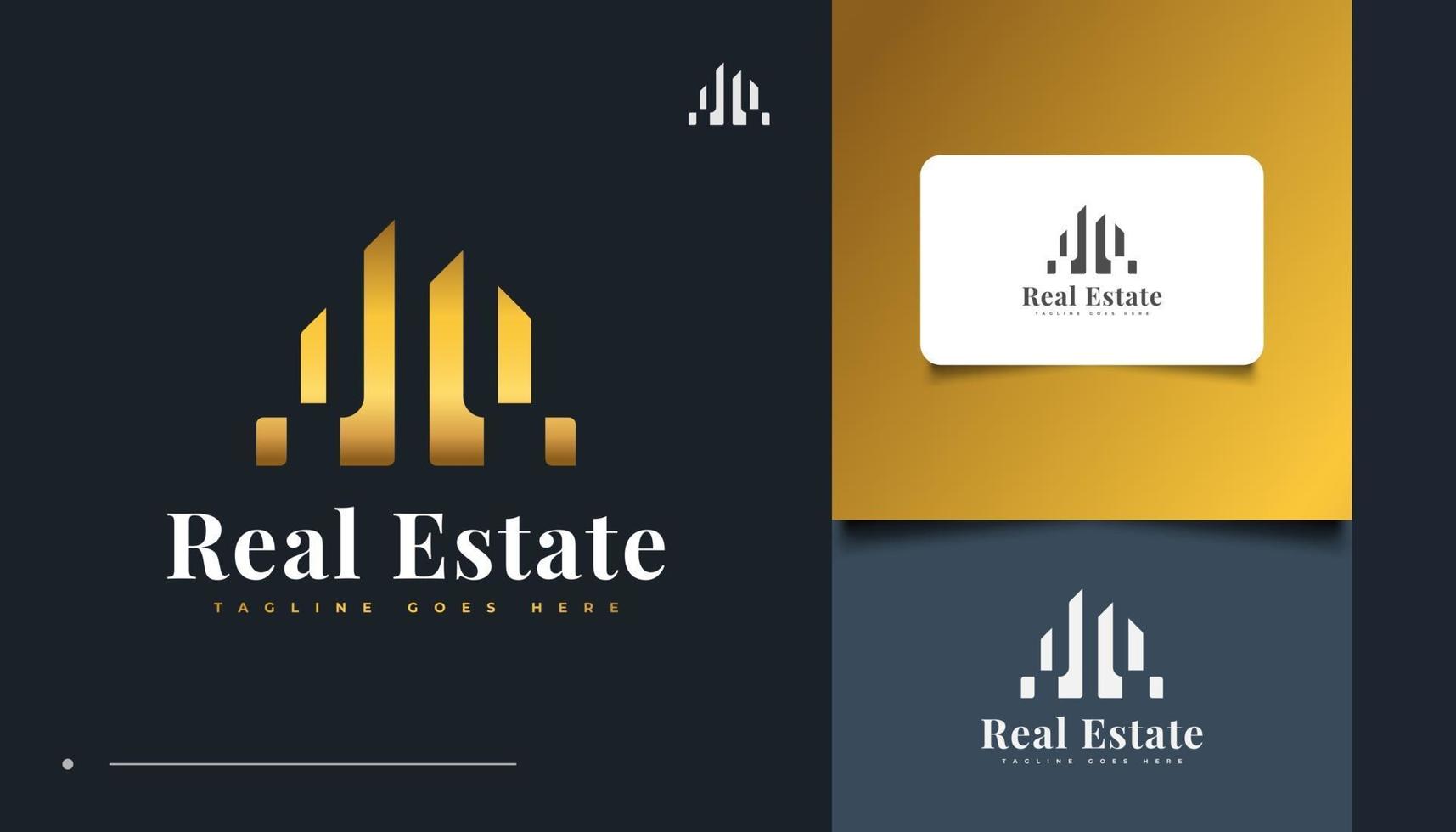 Luxury and Abstract Gold Real Estate Logo Design vector