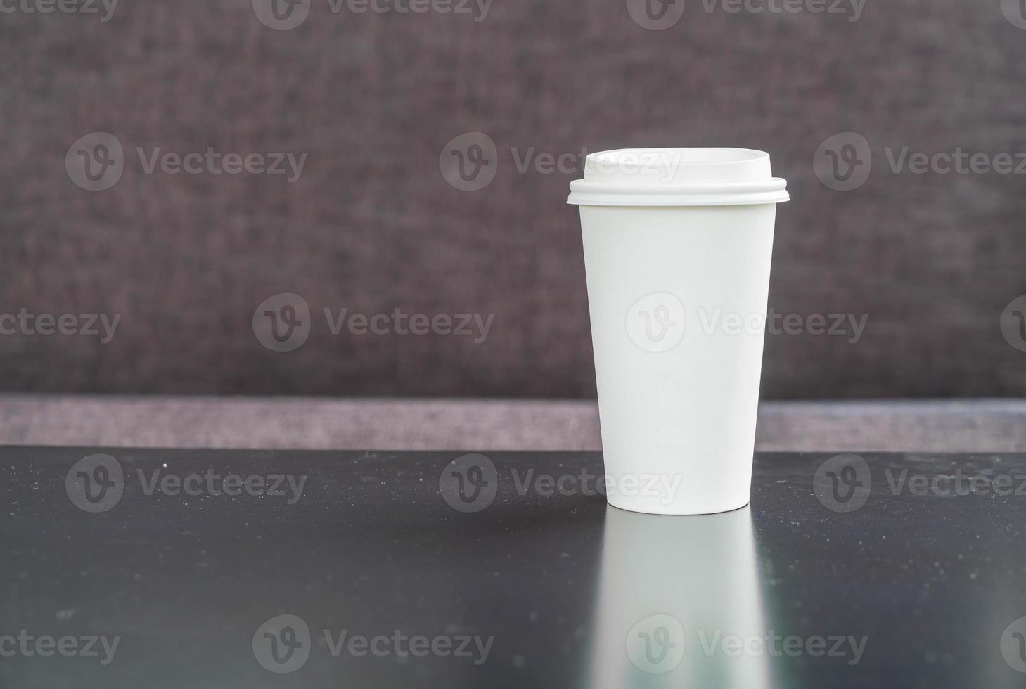 Hot coffee cup in coffee shop photo