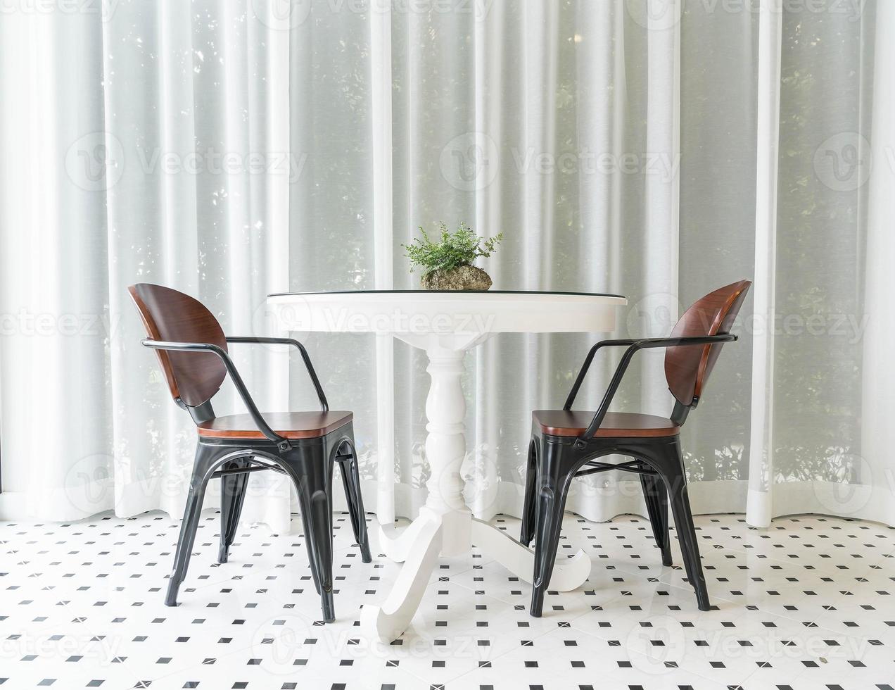 Empty dining table interior decoration in dining room photo