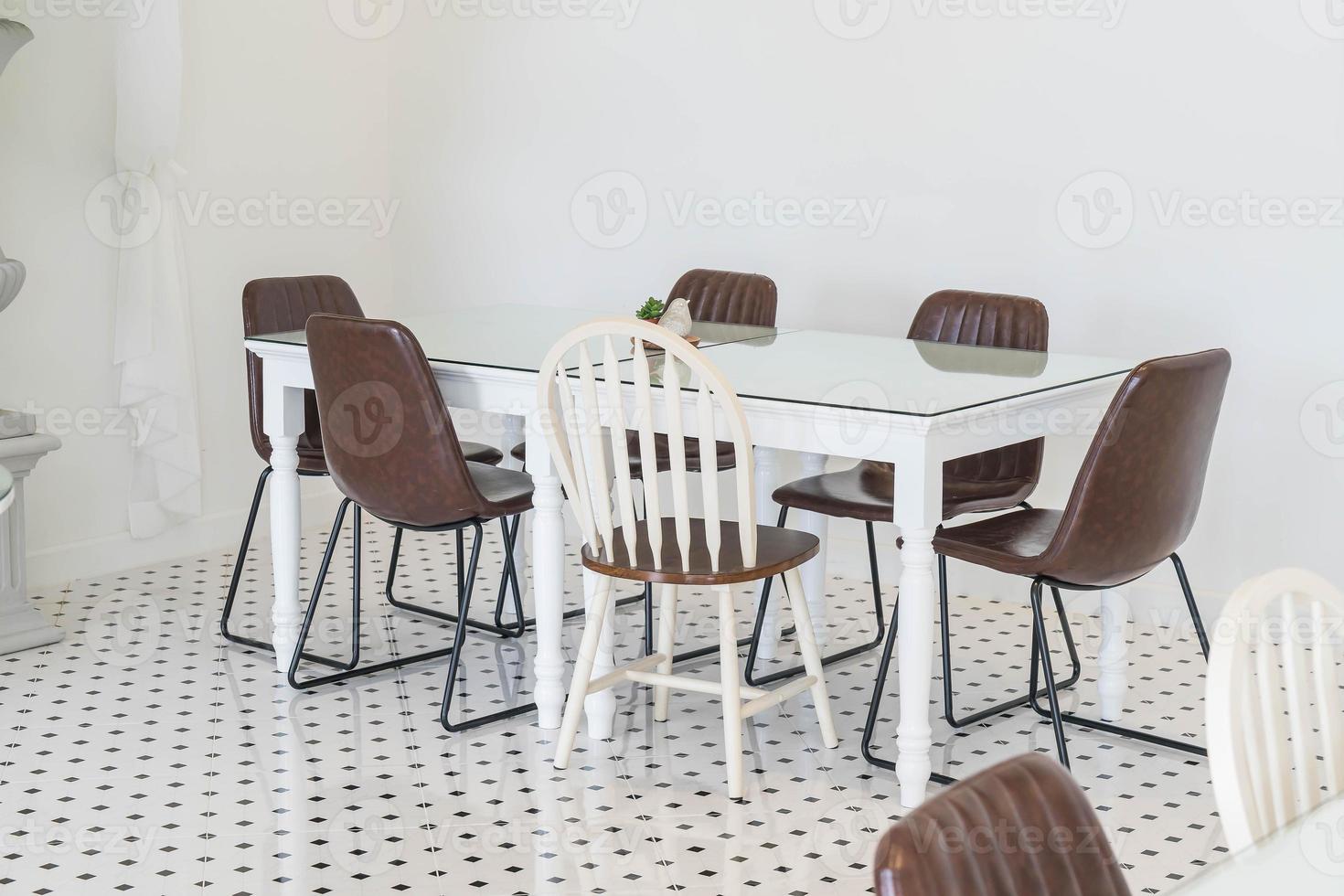 Empty dining table interior decoration in dining room photo