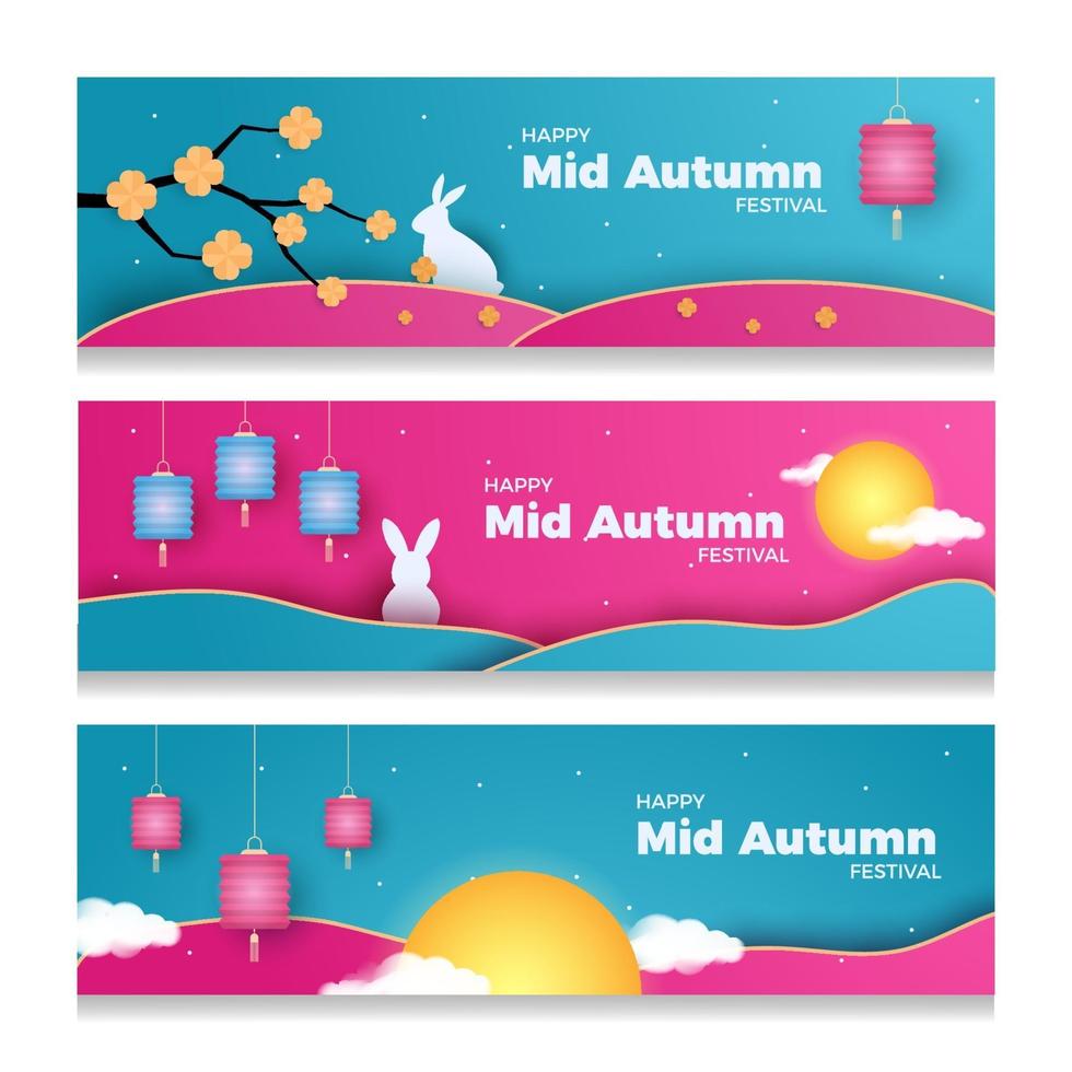 Mid Autumn Banner Collection vector
