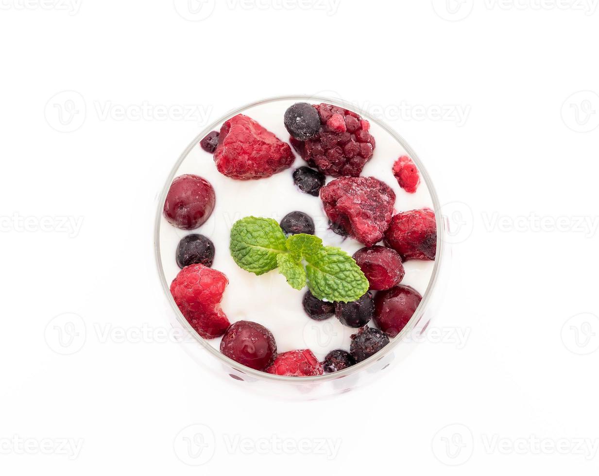 yogurt with mixed berries photo