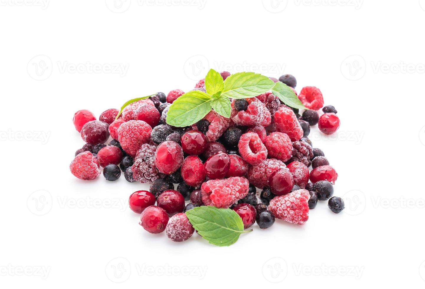 Frozen mixed berry on white background photo