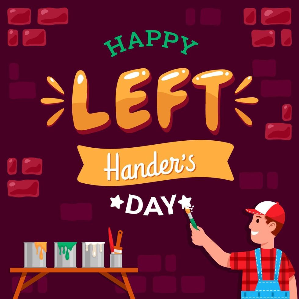 Mural on the Wall about Left Handers Day vector