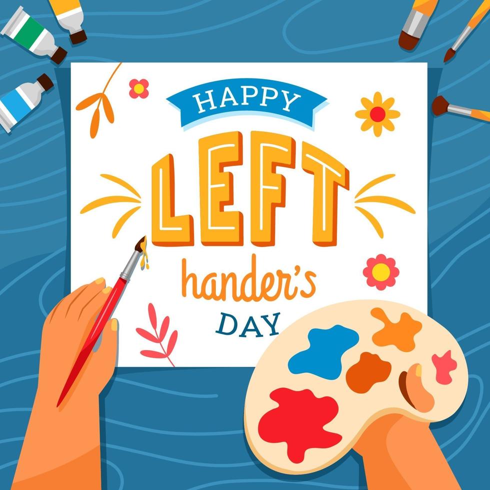 Artist Painting Left Handers Day vector
