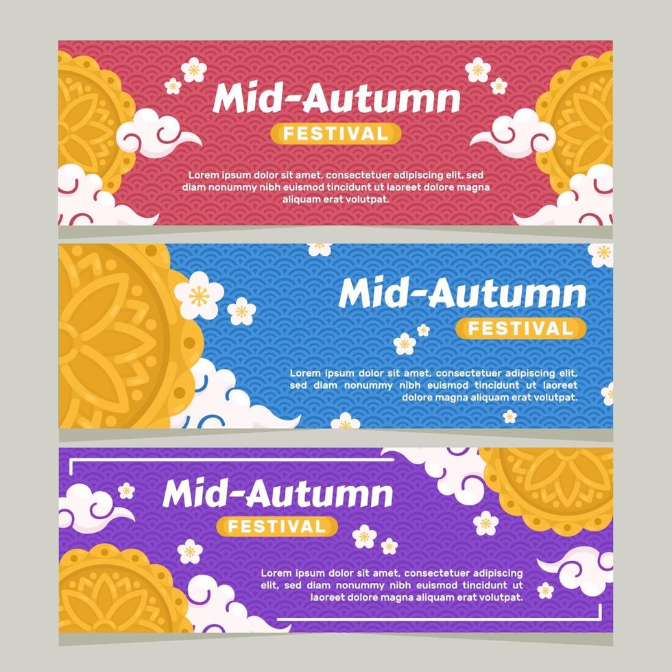 Set of Mid Autumn Banner vector