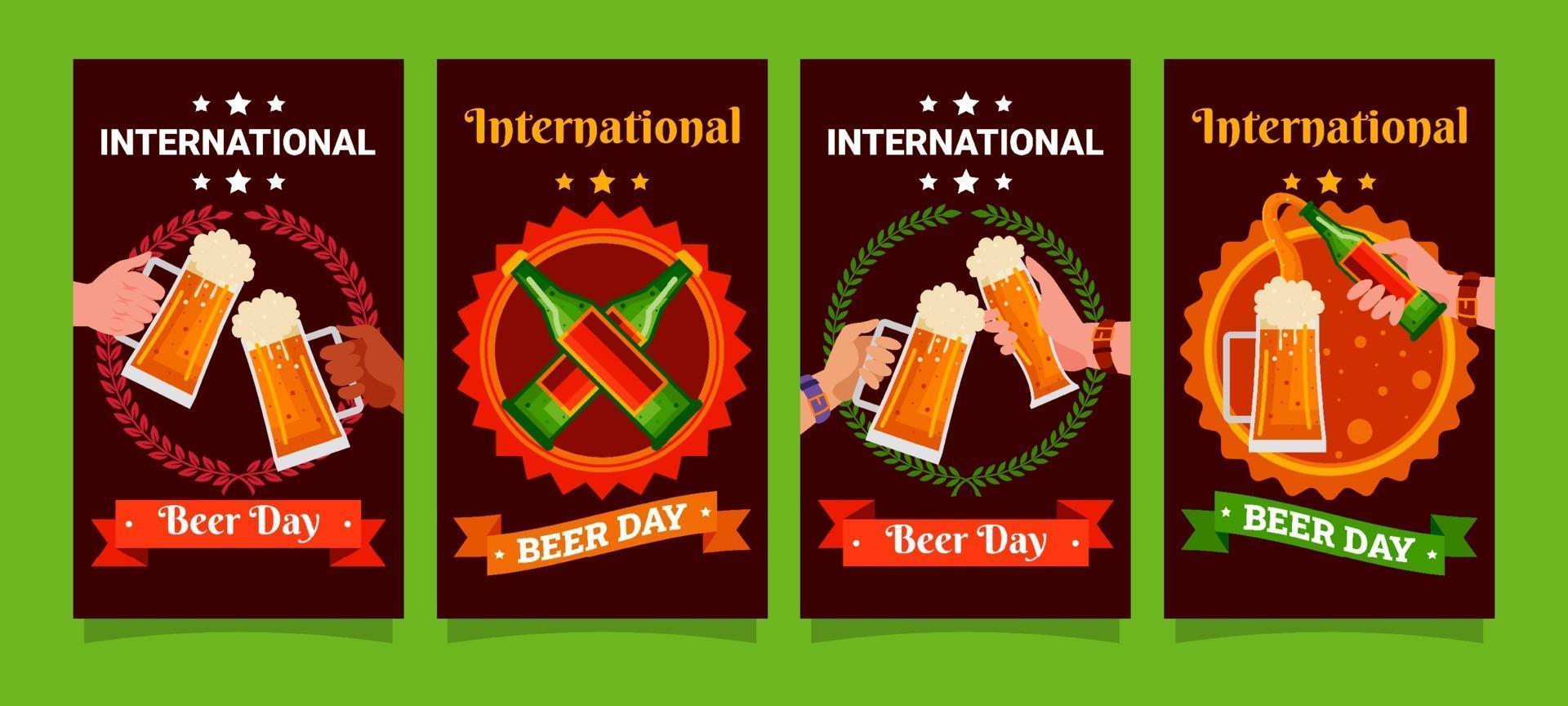 conjunto de tarjetas del día internacional de la cerveza vector