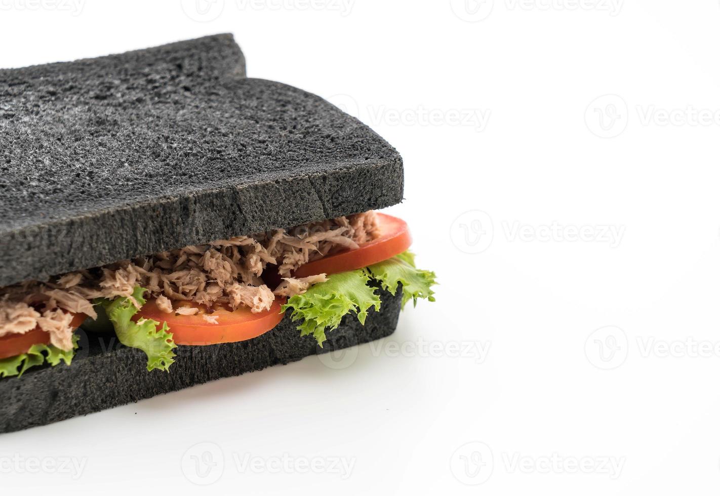 Tuna charcoal sandwich on white background photo