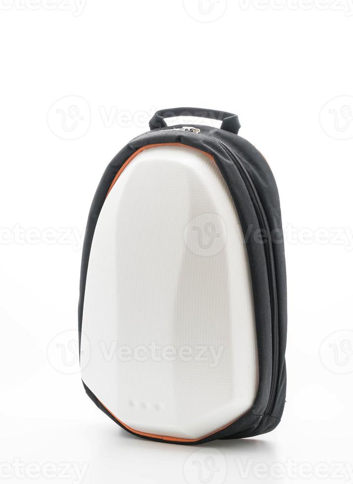 Beautiful backpack on white background photo