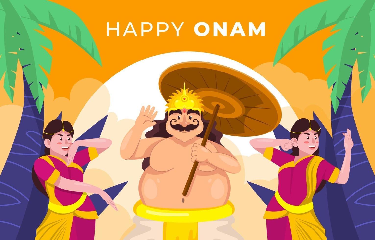 Onam Festival with Dancing vector