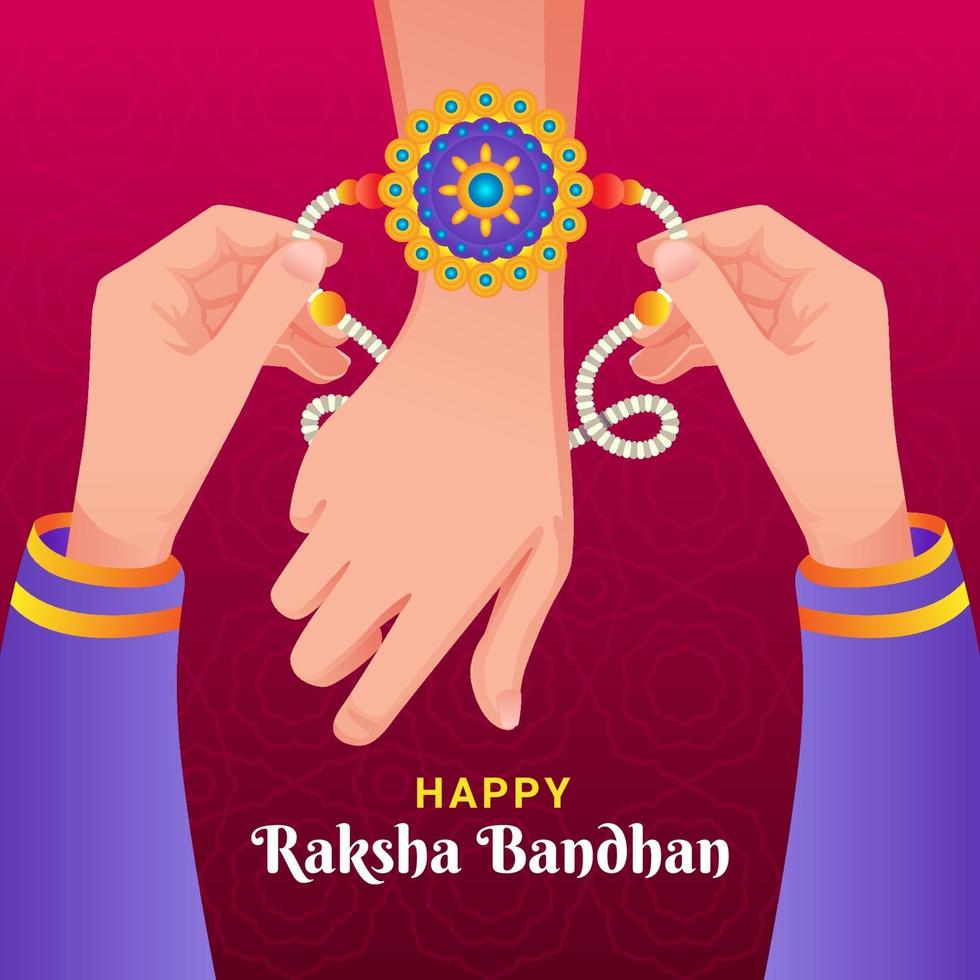 Pareja dando pulsera en la celebración de raksha bandhan vector