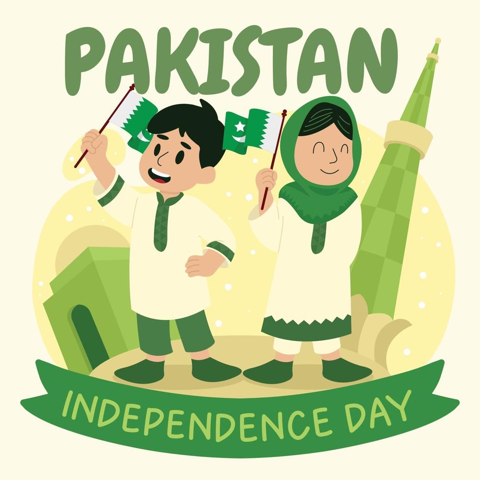 Celebrating Pakistan Independence Day vector