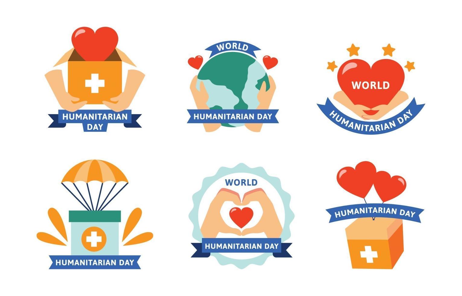 Humanitarian Day Sticker Set vector