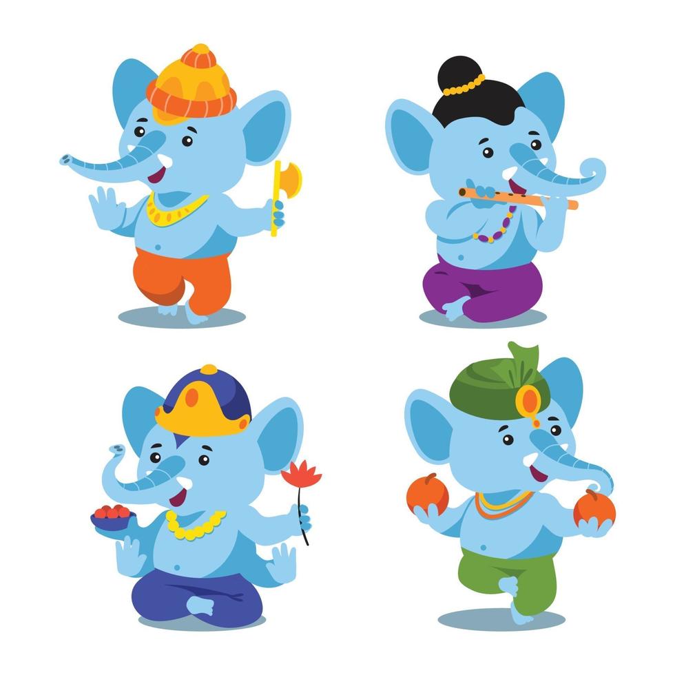 conjunto de lindo bebé ganesha vector