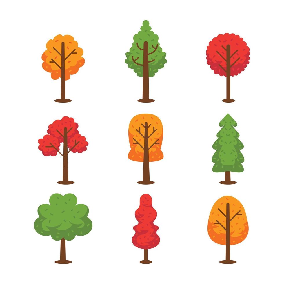 Icon Set of Autumn Trees vector