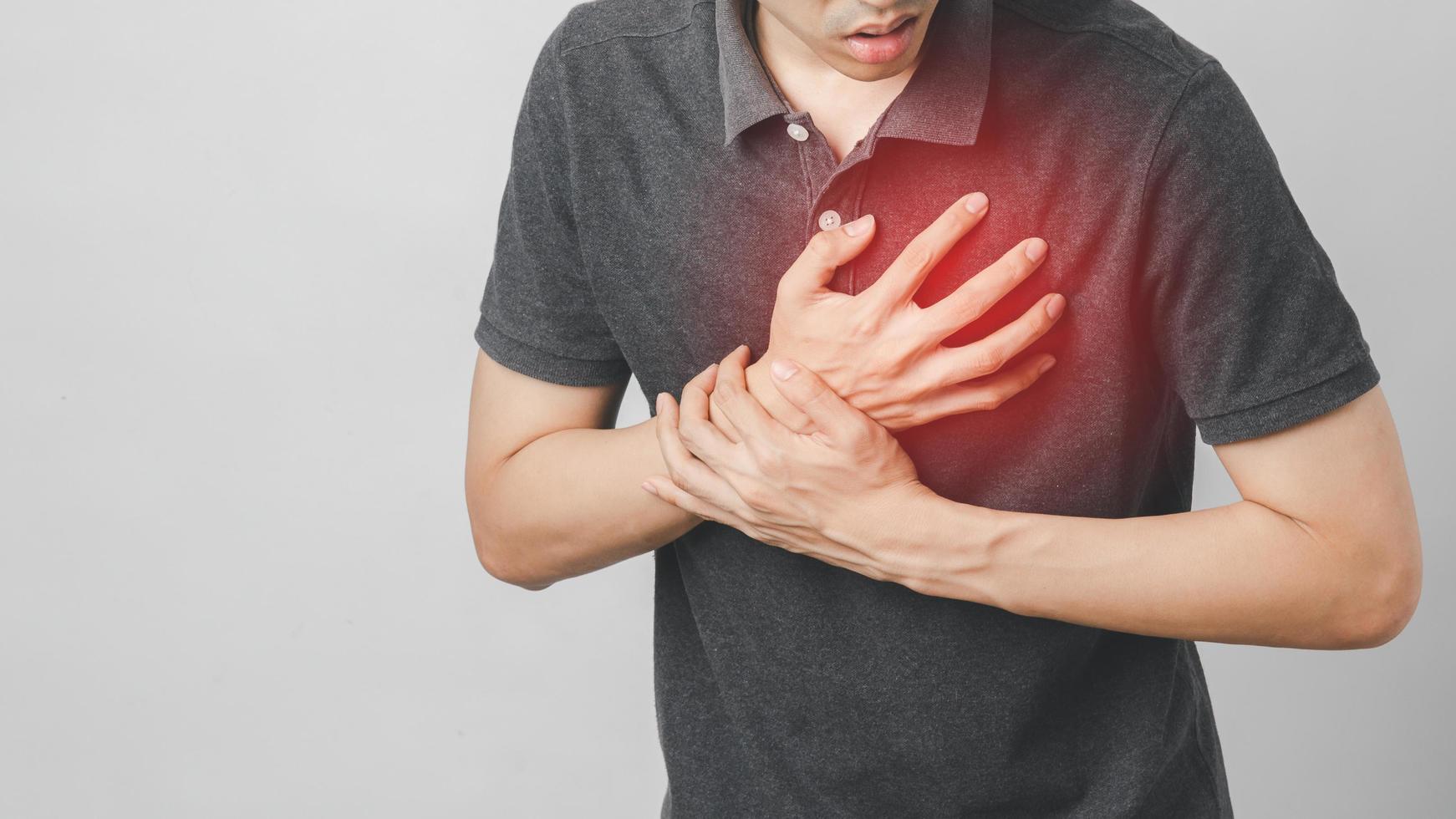 Man has chest pain suffering by heart disease, Cardiovascular disease photo