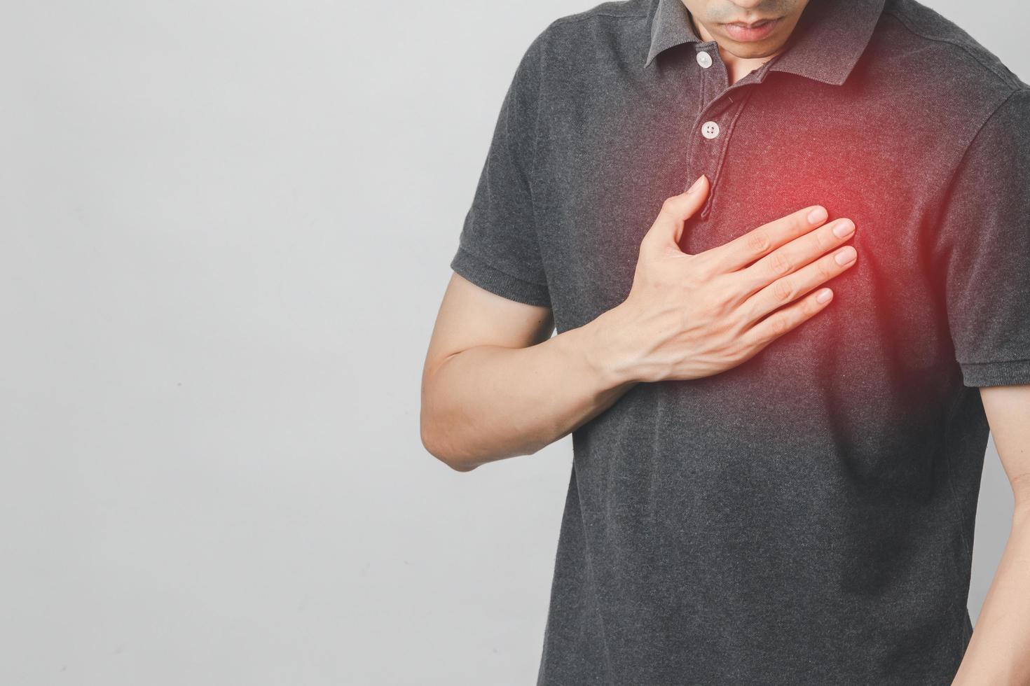 Man has chest pain suffering by heart disease, Cardiovascular disease photo