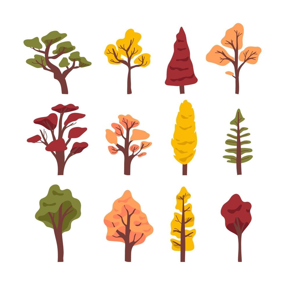 colecciones de iconos de árboles de otoño vector