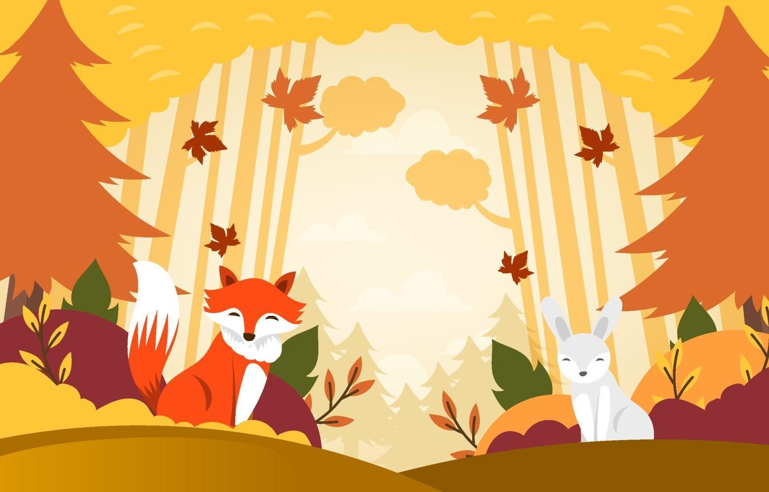 fondo de flora y fauna de otoño vector