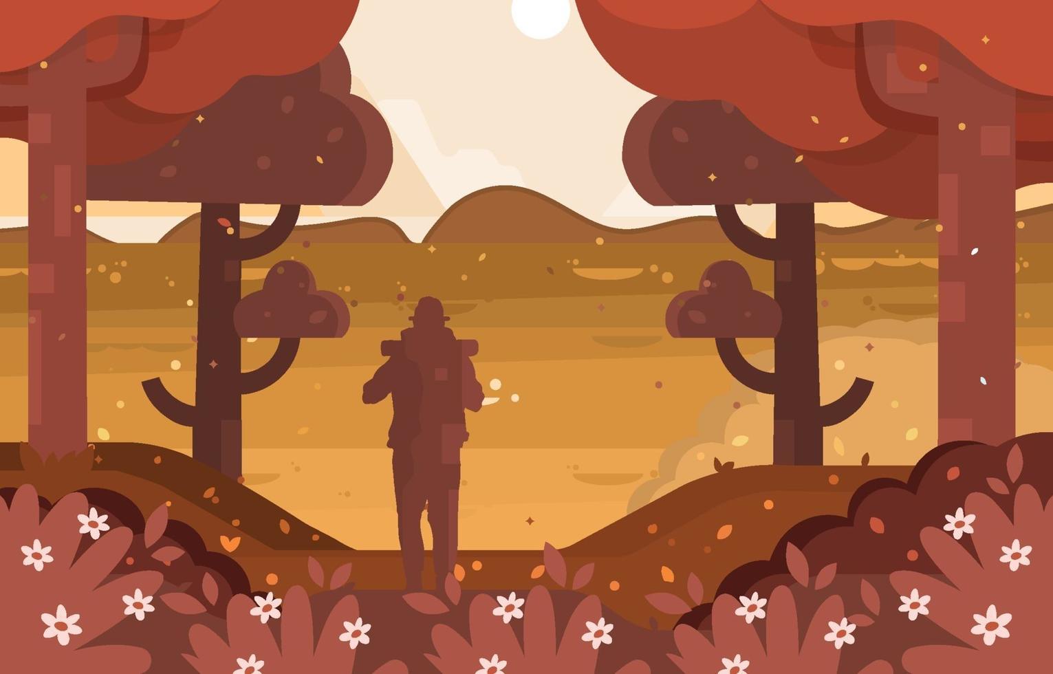 Man Explore Woods Alone vector