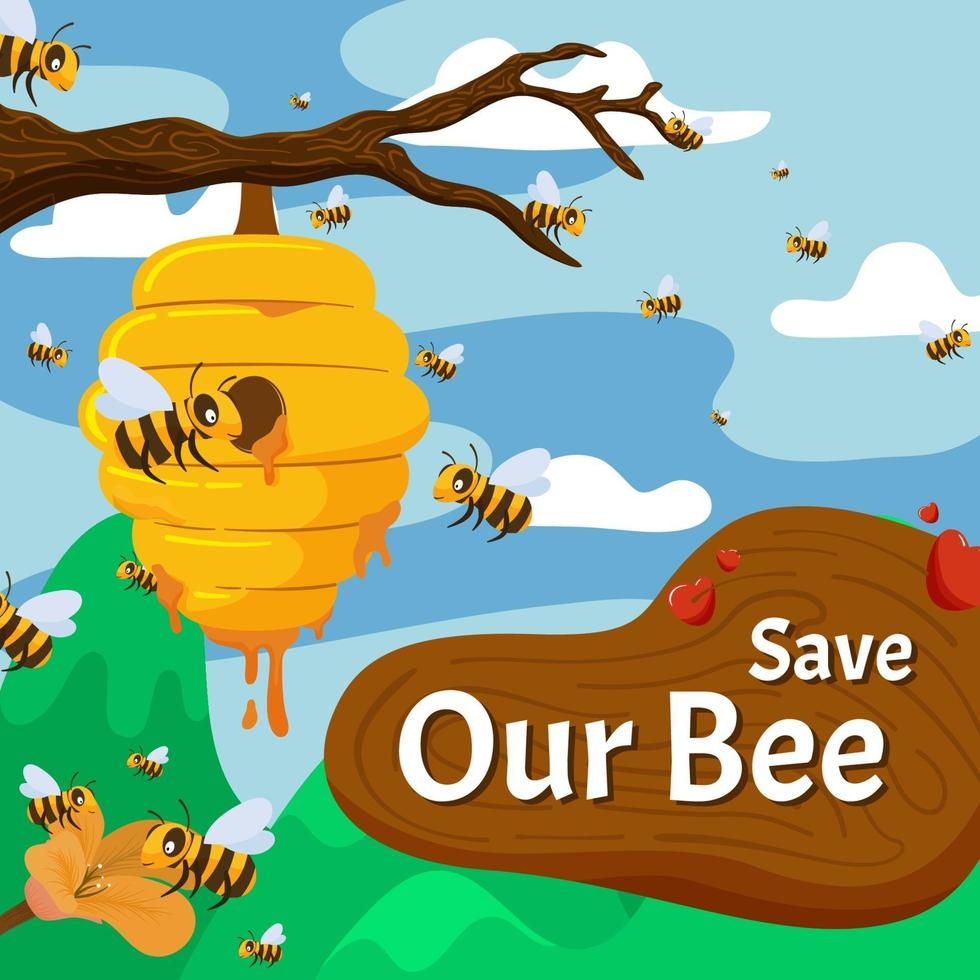 Save Our Honey Bee Concept vector