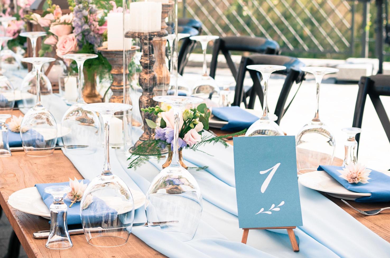 Event decoration table setup, lue elements, summer time, outdoors photo