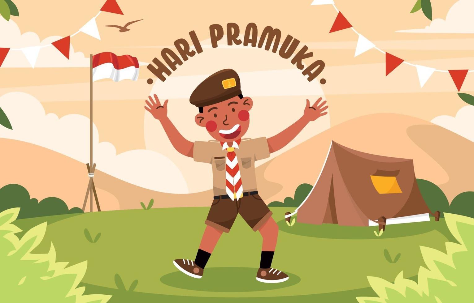Boy Scout Greeting for Pramuka Day vector