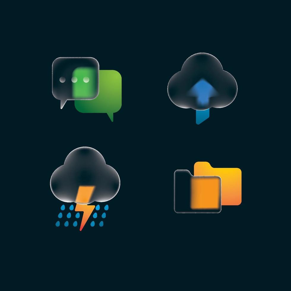 Glass Morphism UI UX Icon Concept vector