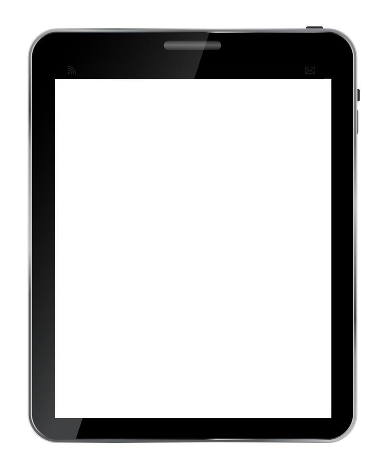Tableta realista de diseño abstracto con pantalla en blanco aislada en vector