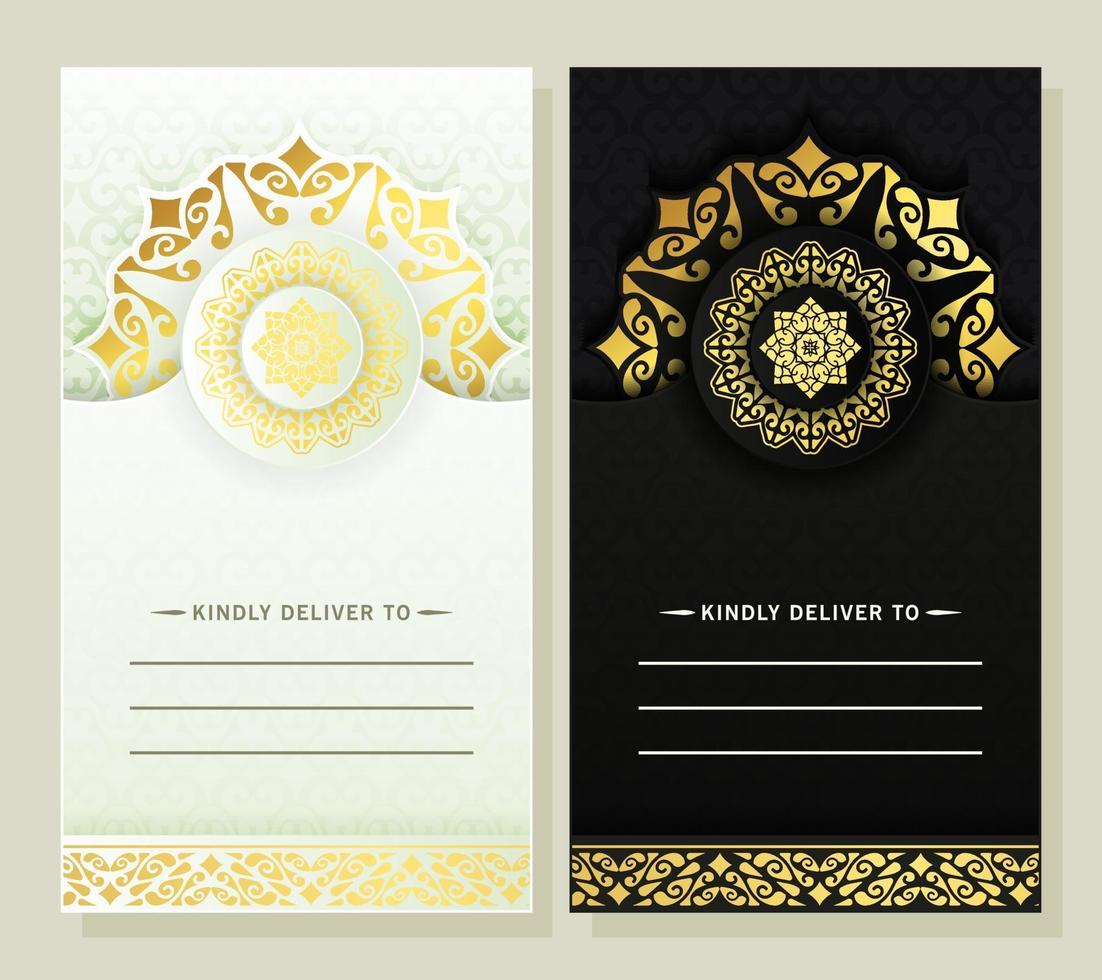 tarjeta de invitación de boda de lujo con mandala vector