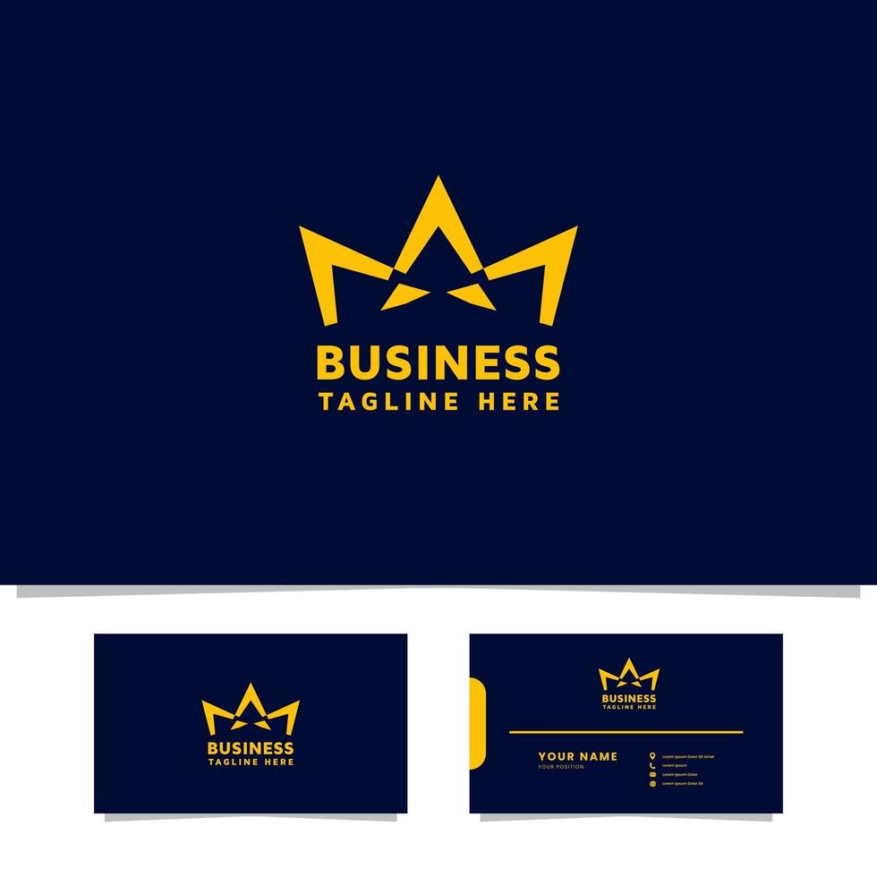 Simple and minimalist crown logo with business card template vector