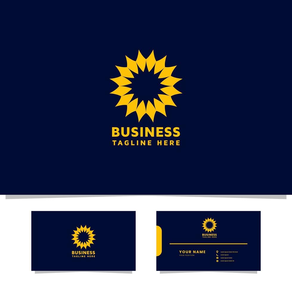 logotipo de sol simple y minimalista con plantilla de tarjeta de visita vector