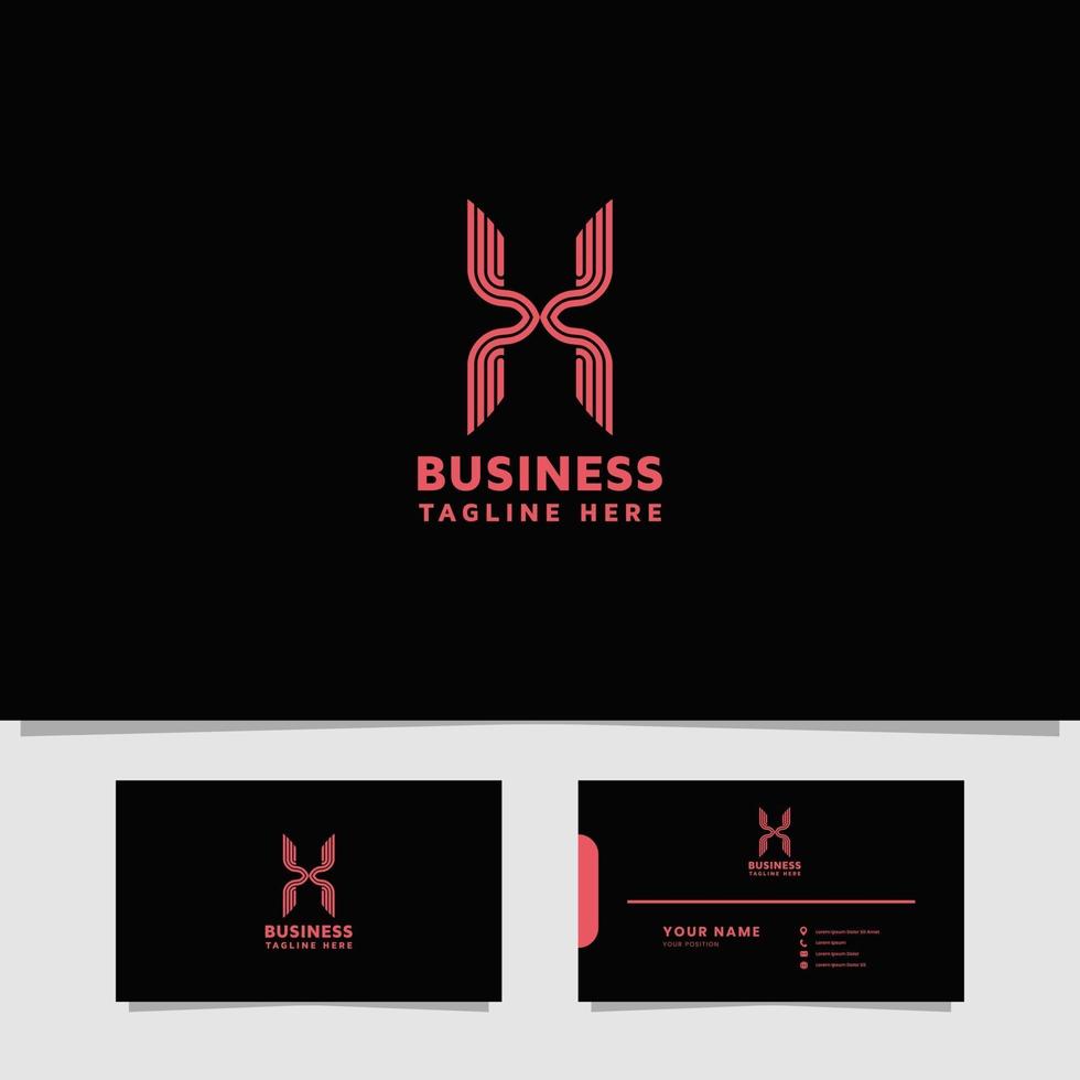 Winged letter X logo with business card template vector