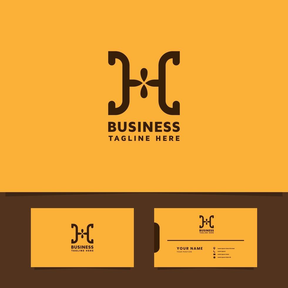 Ornamental letter H logo with business card template vector