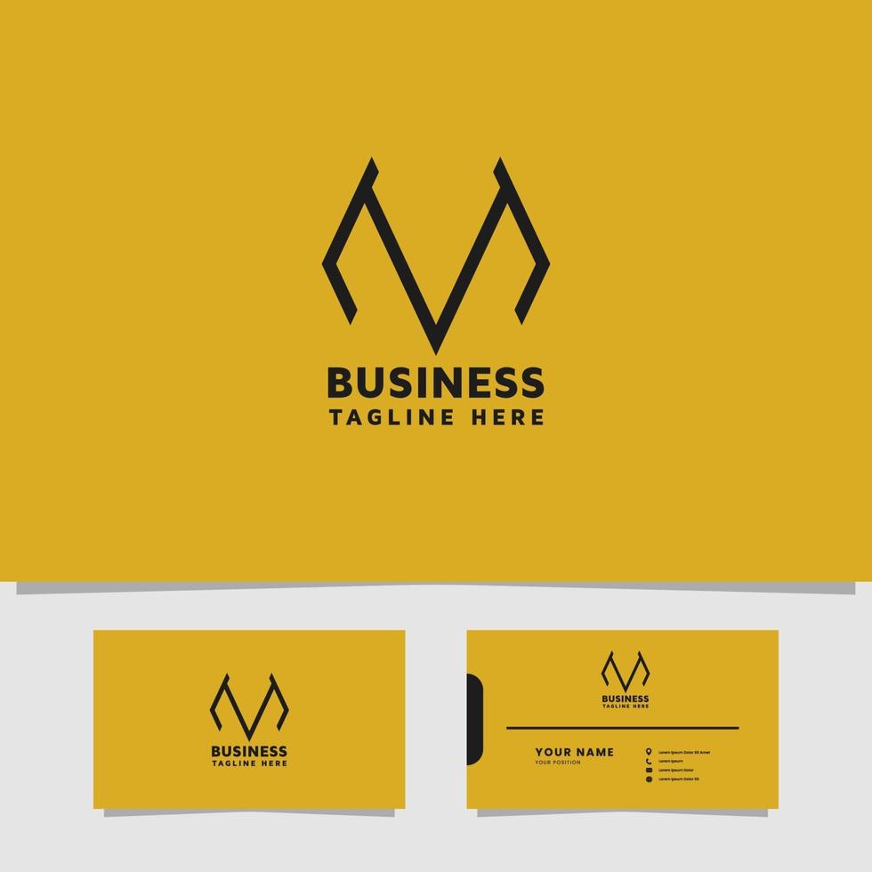 Simple and minimalist geometric letter M logo with business card vector