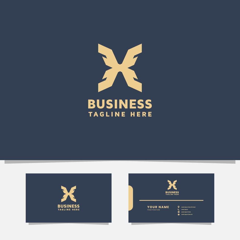 Simple and minimalist geometric letter X logo with business card vector