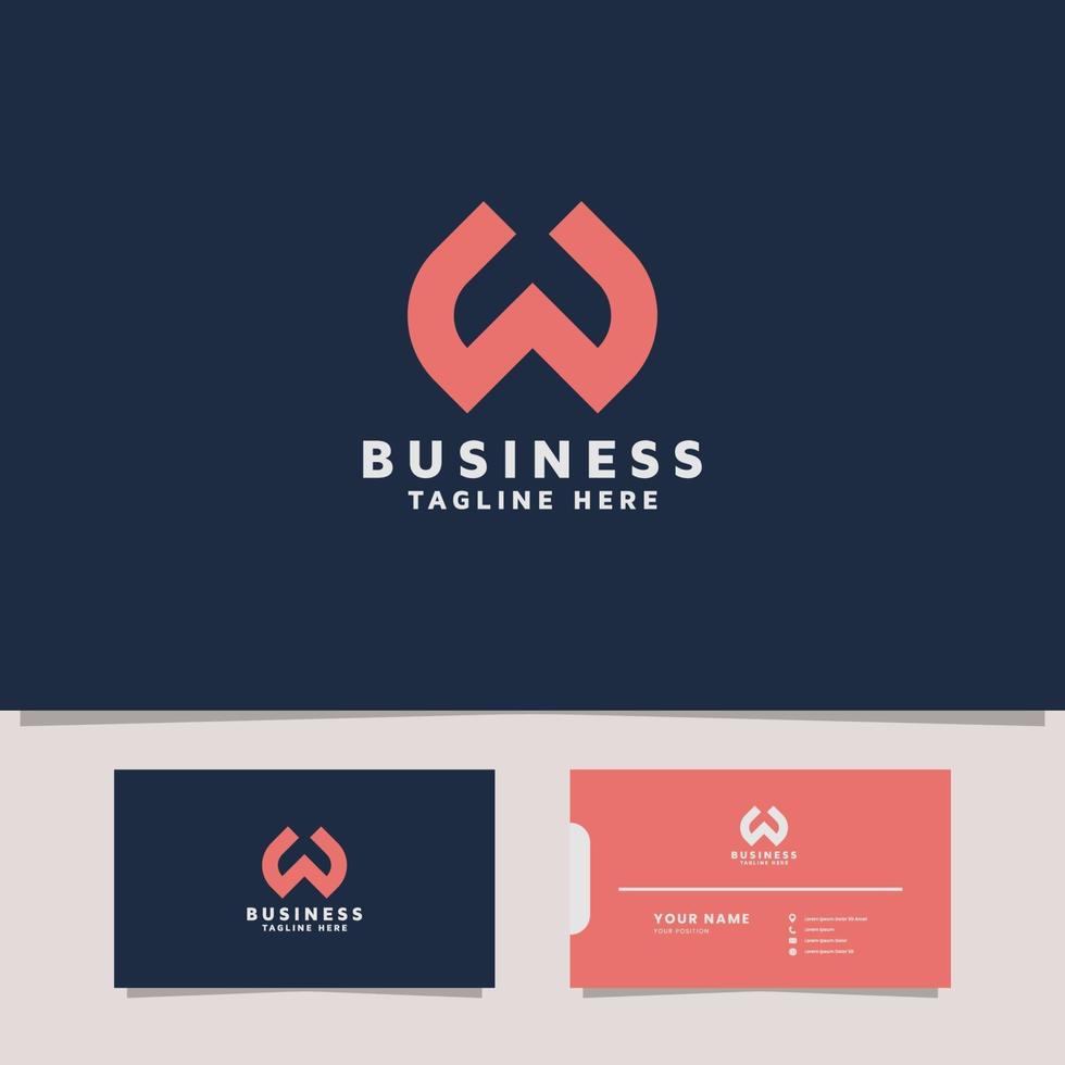 Simple and minimalist geometric letter W logo with business card vector