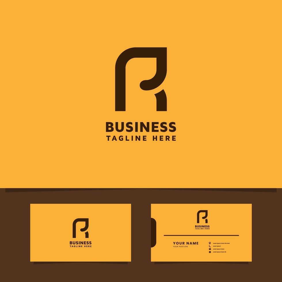 Simple and minimalist rounded letter R logo with business card vector