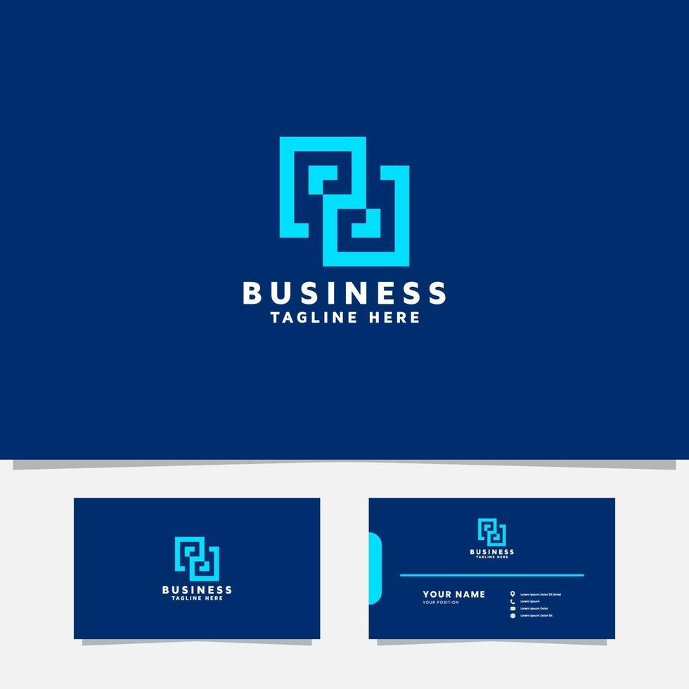 Simple and minimalist bright blue geometric overlapping files logo vector