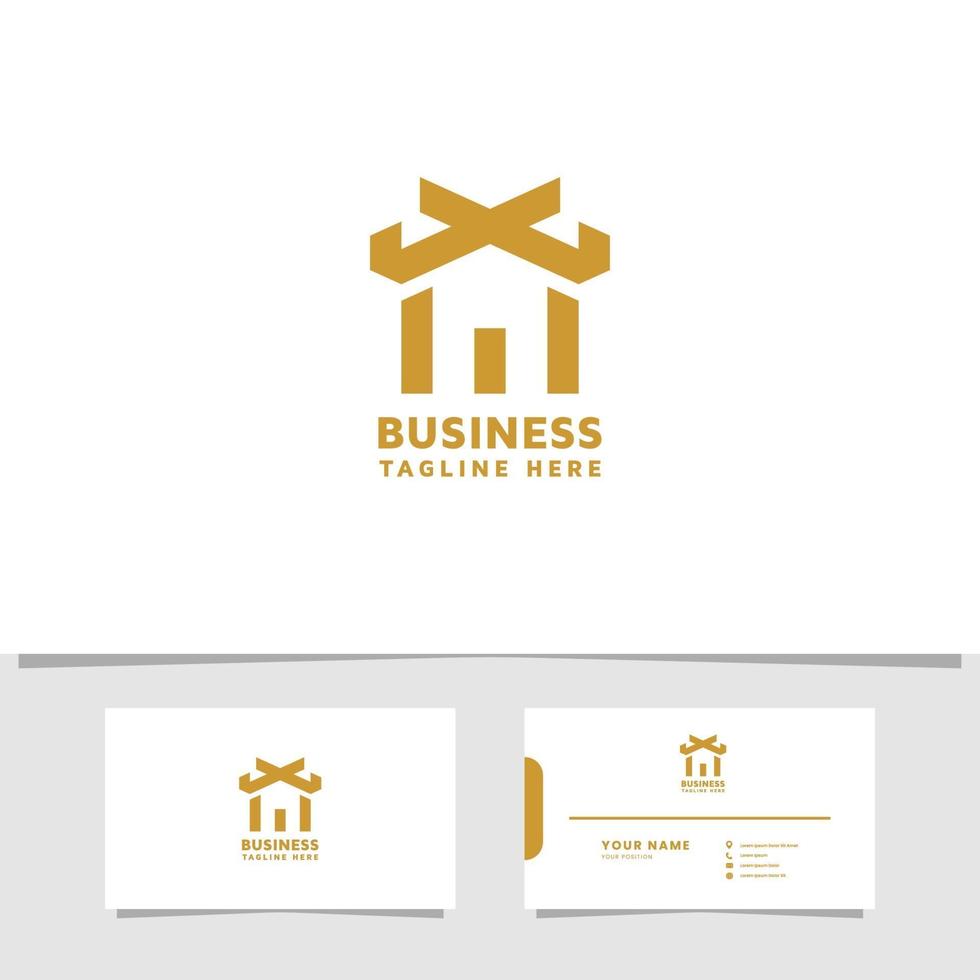 Simple and minimalist asian house logo with business card template vector