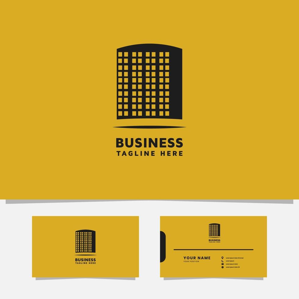 Building logo with business card template vector