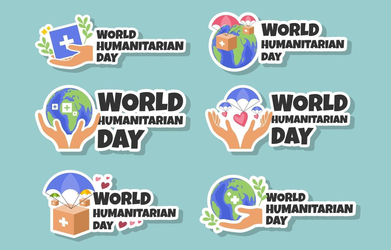 Humanitarian Sticker Template Set vector