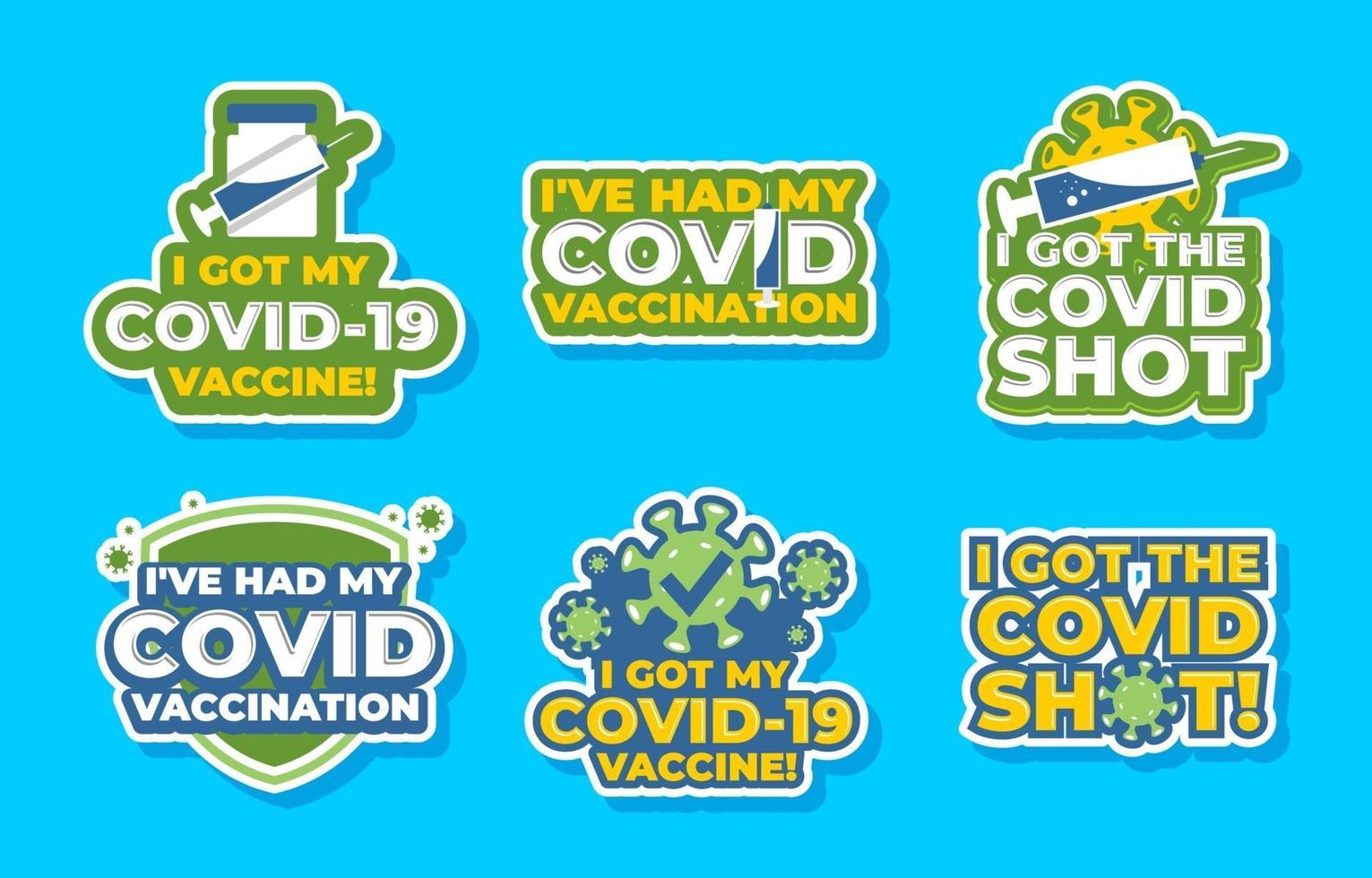 After Covid-19 Vaccine Sticker Set vector