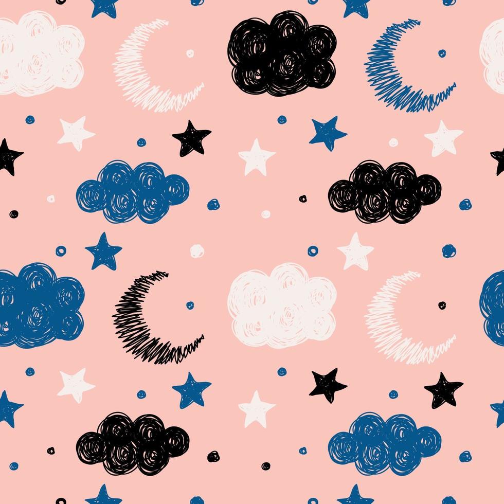 Doodle seamless abstract pattern for baby fabric textile vector