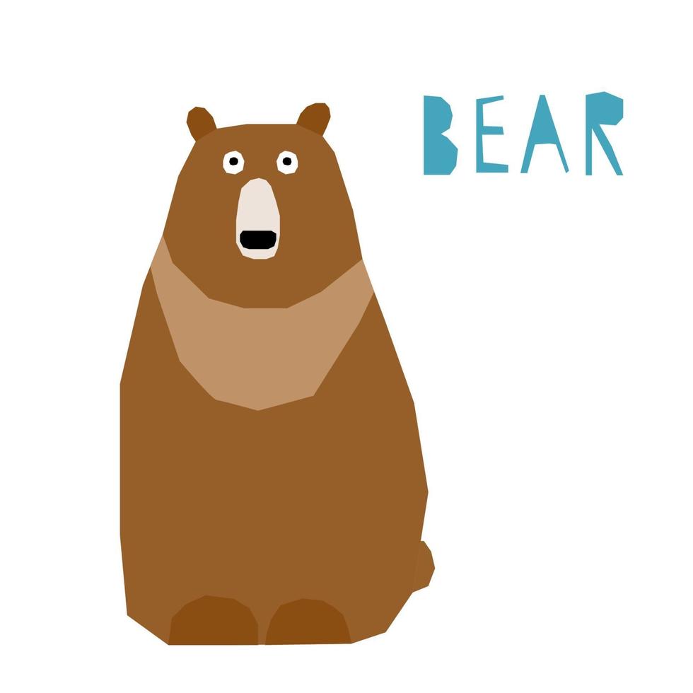 Funny bear. Handmade childish crafted bear vector