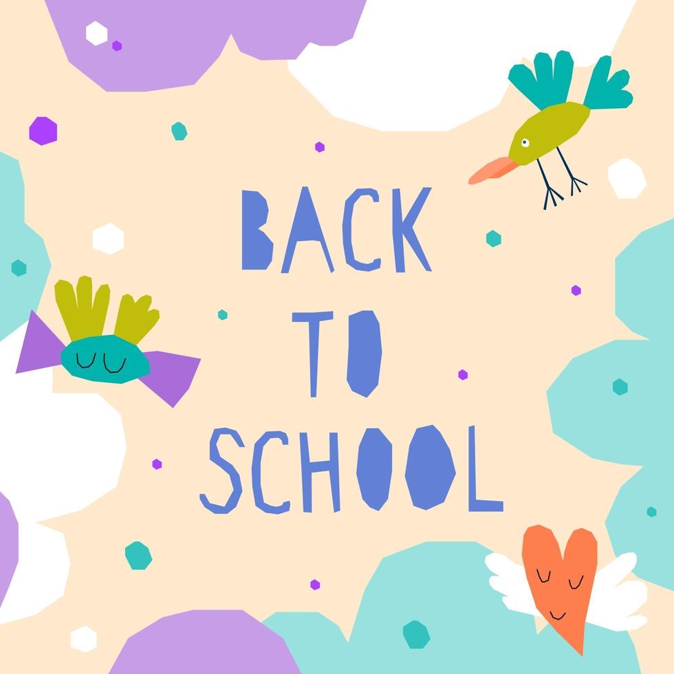 Back to school. Handmade childish crafted background vector