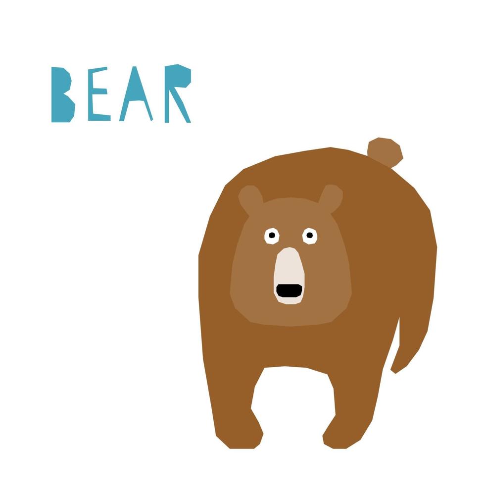 Funny bear. Handmade childish crafted bear vector