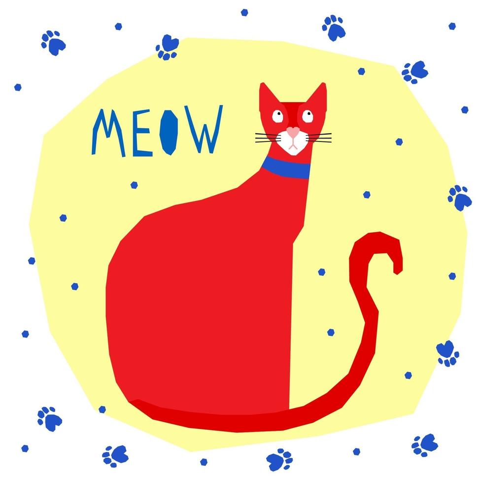 Funny cartoon cat character for nursery or kid t shirt print vector