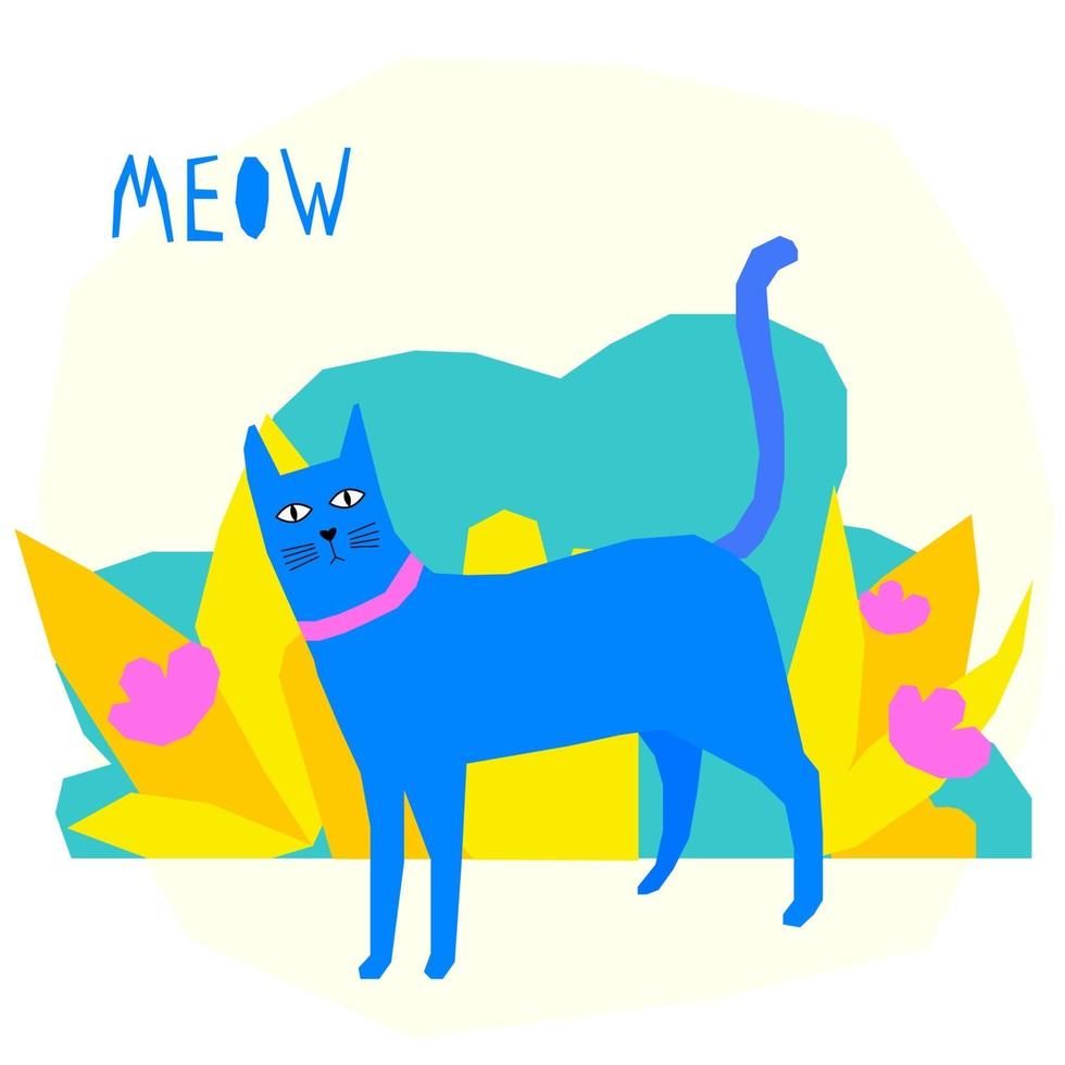 Funny cartoon cat character for nursery or kid t shirt print vector